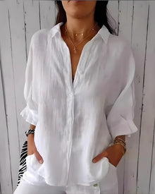 Vielseitige Damen Bluse mit Knopfleiste | Kurzarm in Weiß
