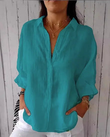 Vielseitige Damen Bluse mit Knopfleiste | Kurzarm in Blauer See