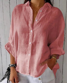 Vielseitige Damen Bluse mit Knopfleiste | Kurzarm in Rosa