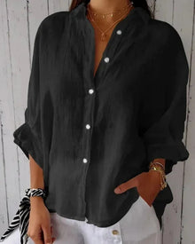 Vielseitige Damen Bluse mit Knopfleiste | Kurzarm in Schwarz