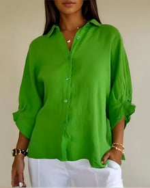 Vielseitige Damen Bluse mit Knopfleiste | Kurzarm in Grün