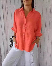 Vielseitige Damen Bluse mit Knopfleiste | Kurzarm in Orange