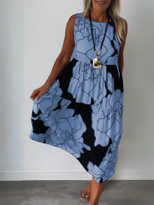 Lena | Vielseitiges Blüten-Sommerkleid in Blau