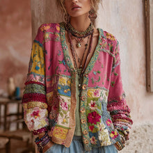 Pauline | Vintage Strickjacke mit Blumenstickerei in Rosa