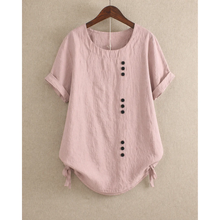 Walburga | Damen Bluse Kurzarm Mit Knöpfen Für Sommer in Rosa