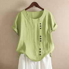 Walburga | Damen Bluse Kurzarm Mit Knöpfen Für Sommer in Grün