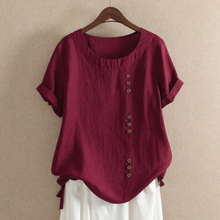 Walburga | Damen Bluse Kurzarm Mit Knöpfen Für Sommer in Rot