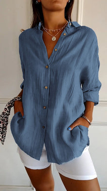 Lara | Weiche Fließende Bluse in Marineblau