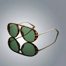 William | Herren Moderne Sonnenbrille Aviator Leopard Design in Grün