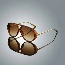 William | Herren Moderne Sonnenbrille Aviator Leopard Design in Braun