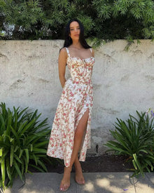 Julia | Sommerkleid in Weiß - Blumenmuster