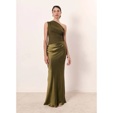 Ylva | Damen Maxi Kleid Für Hochzeitsgast Ein Schulter Stil in Matcha