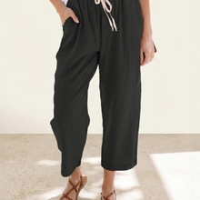 Zilan | Bequeme Damen Hose schmal Kordelzug modern in Schwarz