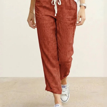 Zilan | Bequeme Damen Hose schmal Kordelzug modern in Rostorange