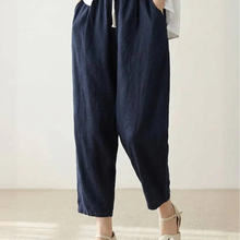 Zilan | Bequeme Damen Hose schmal Kordelzug modern in Marineblau