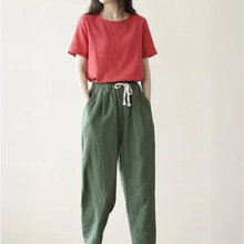 Zilan | Bequeme Damen Hose schmal Kordelzug modern in Armeegrün