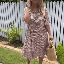 Zora™ - Sable Kurzarm-Midikleid in Braun