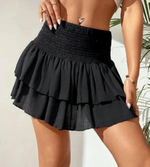 Damen Sommer Hoher Taille Mini Rock in Schwarz